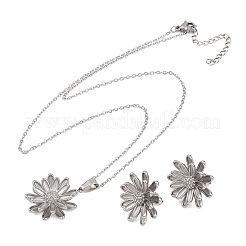 304 Stainless Steel Pendant Necklaces & Stud Earrings Set for Women&nbsp;SJEW-G086-01P