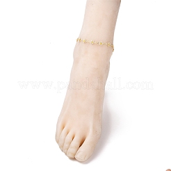 Brass Enamel Daisy Link Chain Anklets&nbsp;AJEW-AN00337