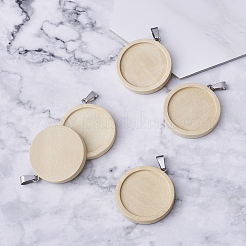 Wooden Pendant Cabochon Settings&nbsp;WOOD-TAC0001-B-02