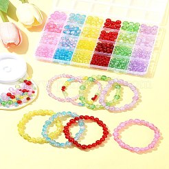 DIY Round Crackle Glass Beads Bracelets Making Kits&nbsp;DIY-FS0008-18