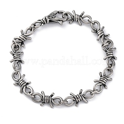 316 Surgical Stainless Steel Large Barbed Wire Link Chain Bracelets for Men Women&nbsp;BJEW-Q349-17AS