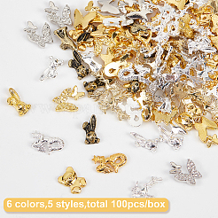 100Pcs 5 Colors Animal Themed Alloy Cabochons&nbsp;MRMJ-OC0002-28