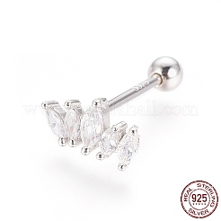 Anti-Tarnish Rhodium Plated 925 Sterling Silver Barbell Cartilage Earrings&nbsp;STER-I018-01P