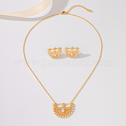 Brass Micro Pave Clear Cubic Zirconia Moon Pendant Necklaces & Stud Earrings Sets for Women&nbsp;ON6272