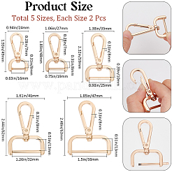 10Pcs 5 Styles Alloy Swivel Lobster Claw Clasps&nbsp;FIND-BBC0003-81KCG