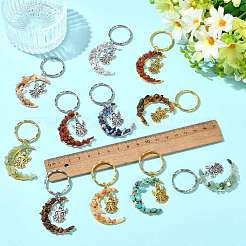 7Pcs Natural & Synthetic Gemstone Keychains&nbsp;KEYC-FS00044-02