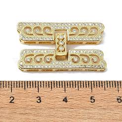 Rack Plating Brass Micro Pave Clear Cubic Zirconia Fold Over Clasps&nbsp;KK-M282-19G