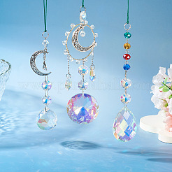3Pcs 3 Styles Crystal Glass Hanging Sun Catcher&nbsp;HJEW-TADJ0001-03