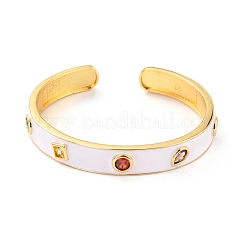 Colorful Geometry Cubic Zirconia Cuff Bangle&nbsp;BJEW-D448-25G-RS
