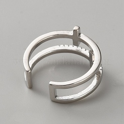 Brass Adjustable Open Cuff Rings&nbsp;RJEW-WH0017-22P