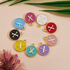 120Pcs 12 Colors Golden Plated Alloy Charms&nbsp;ENAM-SZ0001-64X