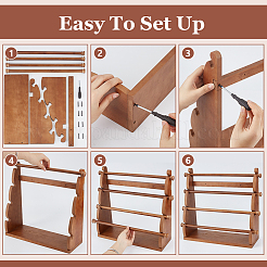 4-Tier Pine Wood Bracelet Organizer Display Riser Stands&nbsp;BDIS-WH0021-002