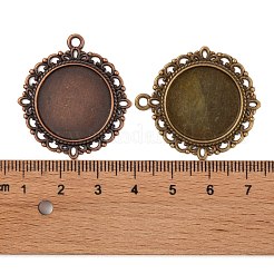 Flat Round Zinc Alloy Pendant Cabochon Settings&nbsp;PALLOY-X0013-NR