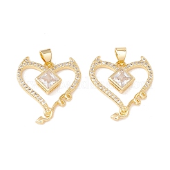 Brass Micro Pave Clear Cubic Zirconia Pendants&nbsp;KK-G415-14G