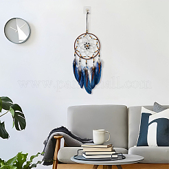 1Pc Iron Woven Web/Net with Feather Pendant Decorations&nbsp;HJEW-DJ0001-25