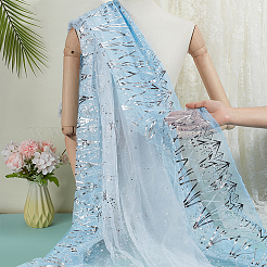 Polyester Snowflake Pattern Gauze Stained Silver Fabric&nbsp;AJEW-WH0314-911A