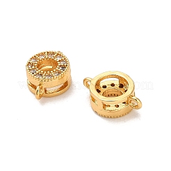 Brass Micro Pave Clear Cubic Zirconia Donut Connector Charms&nbsp;KK-H515-13G