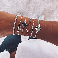 6Pcs 6 Styles Alloy Link & Chain Bracelet Set&nbsp;FS-WG1CF16-01