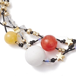 Natural White Jade & Howlite & Dyed Yellow Jade & Nylon Thread Adjustable Multi-strand Bracelets&nbsp;BJEW-MZ00238-01