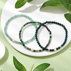 3Pcs Natural Ruby in Zoisite & Green Onyx Agate & Green Aventurine Beaded Stretch Bracelets for Women&nbsp;BJEW-JB11379