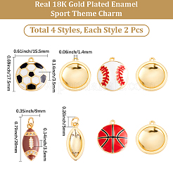 8Pcs 4 Styles Brass Enamel Pendants&nbsp;KK-BBC0027-49