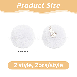 4Pcs 2 Styles Artificial Wool Pompom Ball with Iron Shoe Buckle Clips&nbsp;HJEW-DC00177