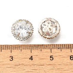 Brass Micro Pave Clear Cubic Zirconia Buttons&nbsp;KK-M312-24P