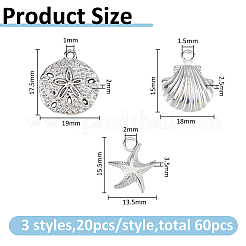 60Pcs 3 Styles Tibetan Style Alloy Pendants&nbsp;FIND-FH0001-28
