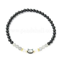 2Pcs Natural Selenite & Labradorite & Black Tourmaline & Shell Beaded Stretch Bracelets&nbsp;BJEW-JB13830