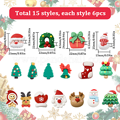 90Pcs 15 Styles Christmas Theme Opaque Resin Cabochons&nbsp;FIND-SC0011-32