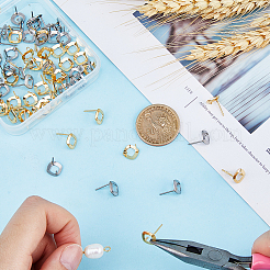 80Pcs 2 Colors 201 Stainless Steel Stud Earring Findings&nbsp;STAS-DC0011-33