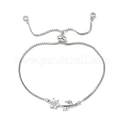 Adjustable Brass Micro Pave Clear Cubic Zirconia Box Chain Slider Bracelets&nbsp;BJEW-C156-09P-03