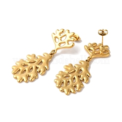 Leaf Ion Plating(IP) 304 Stainless Steel Stud Earrings for Women&nbsp;EJEW-L287-013G