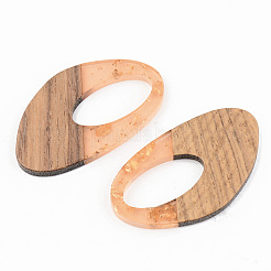 Transparent Resin & Walnut Wood Pendants&nbsp;RESI-S389-002A-B04