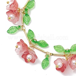 Flower Glass & Acrylic Charm Bracelets&nbsp;BJEW-JB10443-03
