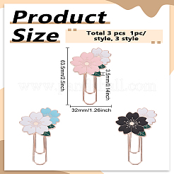 3Pcs 3 Style Sakura Alloy Enamel & Iron Paper Clips&nbsp;IFIN-LP0001-29