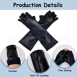 Half Finger Patent Leather Shiny Fingerless Gloves&nbsp;AJEW-WH20080-06B