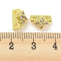 Rack Plating Brass Micro Pave Clear Cubic Zirconia Connector Charms&nbsp;KK-F864-06G