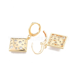 Clear Cubic Zirconia Rhombus Dangle Leverback Earrings&nbsp;EJEW-N012-70