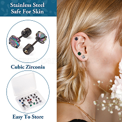 12Pcs 6 Colors Cubic Zirconia Diamond Stud Earrings&nbsp;EJEW-TA0001-09