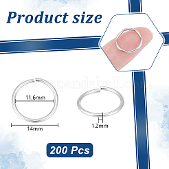 200Pcs 304 Stainless Steel Open Jump Rings&nbsp;STAS-UN0057-96