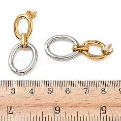 304 Stainless Steel Two Tone Oval Dangle Stud Earrings&nbsp;EJEW-K268-66GP