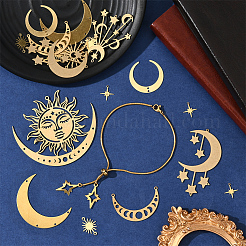 19Pcs 10 Styles Brass Filigree Joiners Links & Pendants&nbsp;KK-SC0006-84