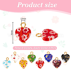 24Pcs 8 Colors Millefiori Glass Pendants&nbsp;PALLOY-PH01845
