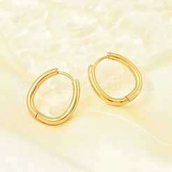 PVD Vacuum Plating 202 Stainless Steel Huggie Oval Hoop Earrings&nbsp;EJEW-H003-07G-06