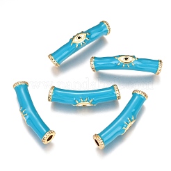 Brass Micro Pave Clear Cubic Zirconia Tube Beads&nbsp;ZIRC-B002-38G
