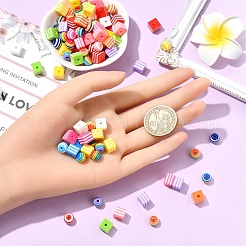 200Pcs 2 Styles Stripe Resin Beads&nbsp;RESI-YW0002-11