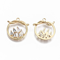 Brass Micro Pave Clear Cubic Zirconia Pendants&nbsp;KK-S356-169G-NF