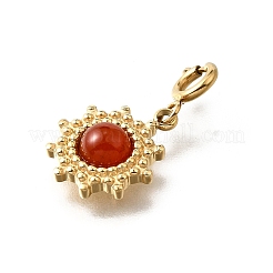 304 Stainless Steel Pave Natural Carnelian(Dyed & Heated) Sun Pendant Decoration&nbsp;STAS-H202-50G