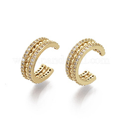 Brass Micro Pave Clear Cubic Zirconia Cuff Earrings&nbsp;EJEW-R114-025G-NF